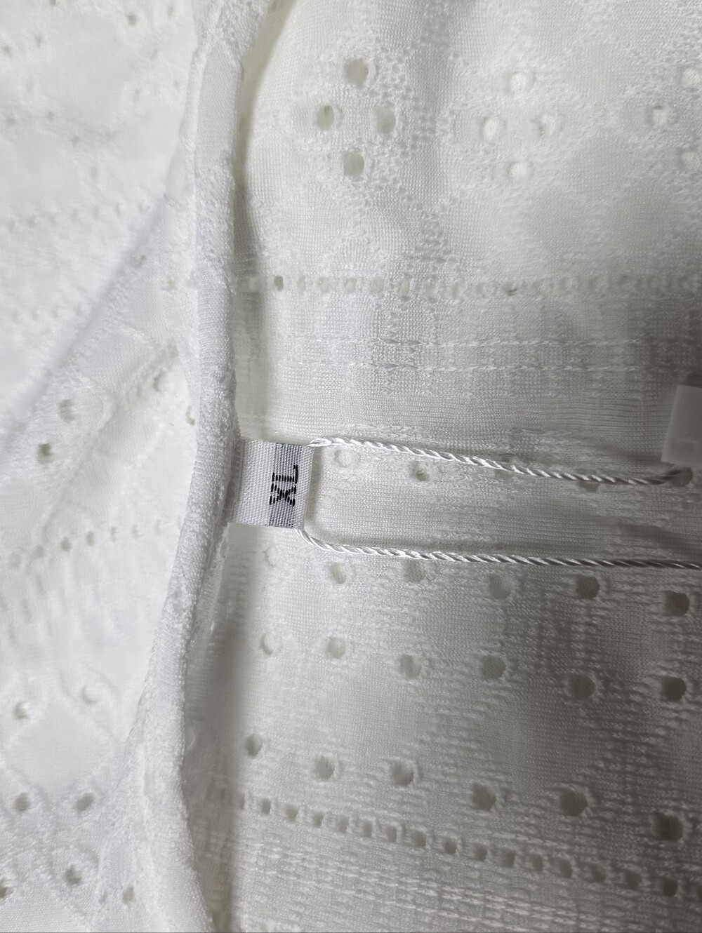 White Eyelet V-Neck Long Sleeve Top with Crochet Trim - Picture 5 of 6